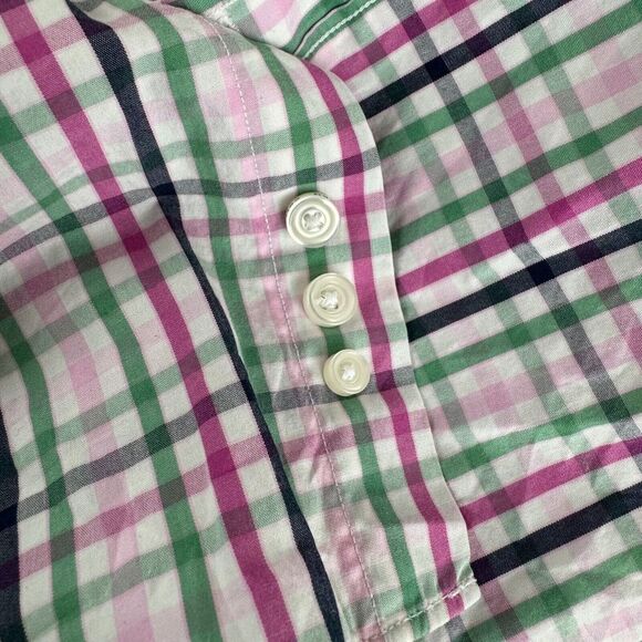 Tailorbyrd Shirt Mens Medium Pink Green Plaid Flip Cuff Button‎ Up Pocket - Picture 10 of 13